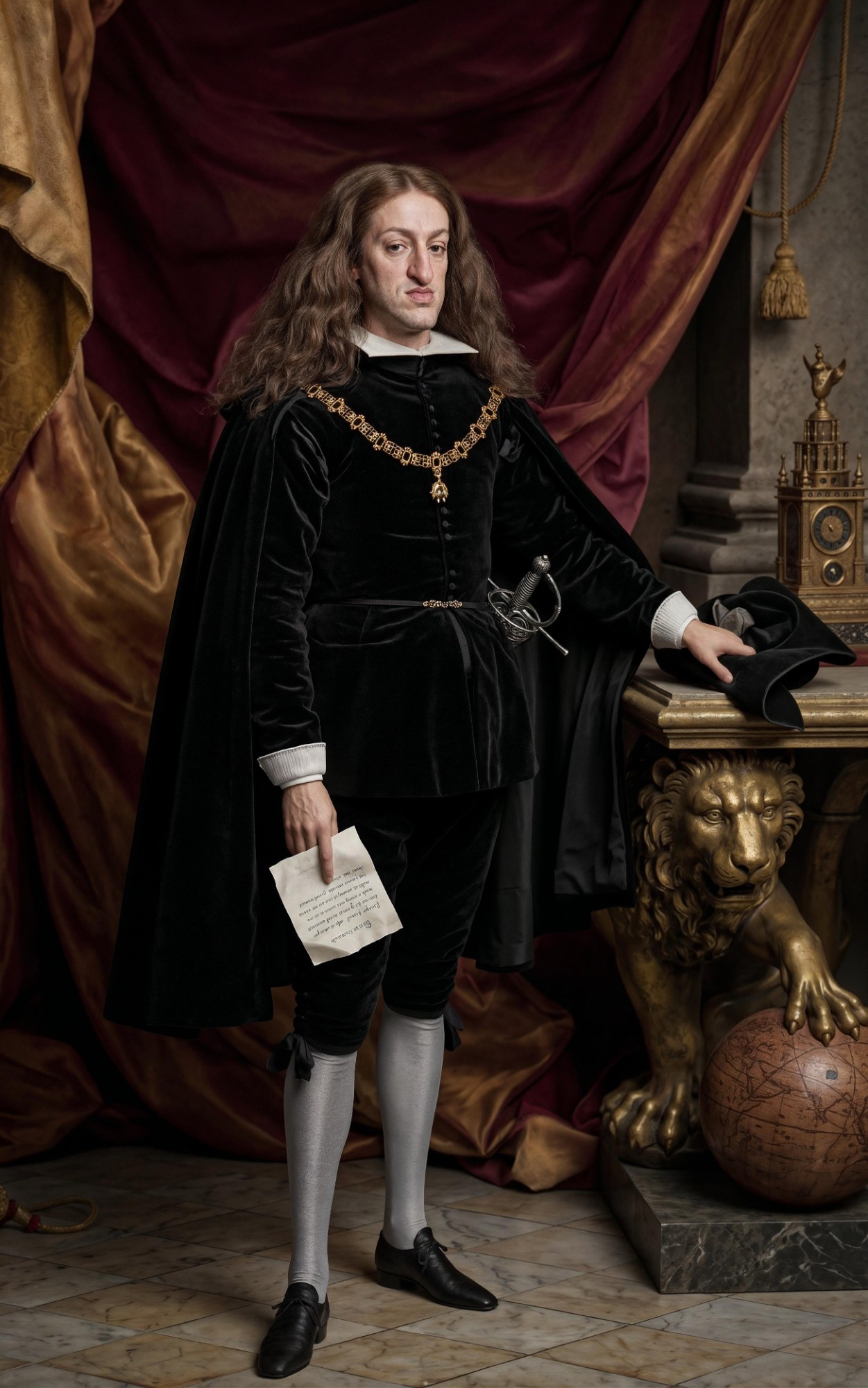 Busto de Carlos II, réplica escultórica a tamaño real, Retrato al óleo, referencia